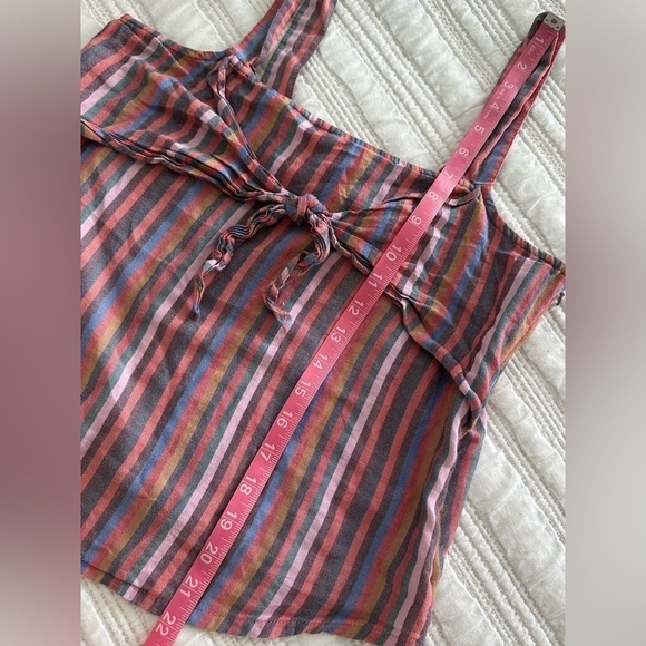 Madewell Tie Front Cami Top in Rainbow Stripe Size 4 - Picture 7 of 12